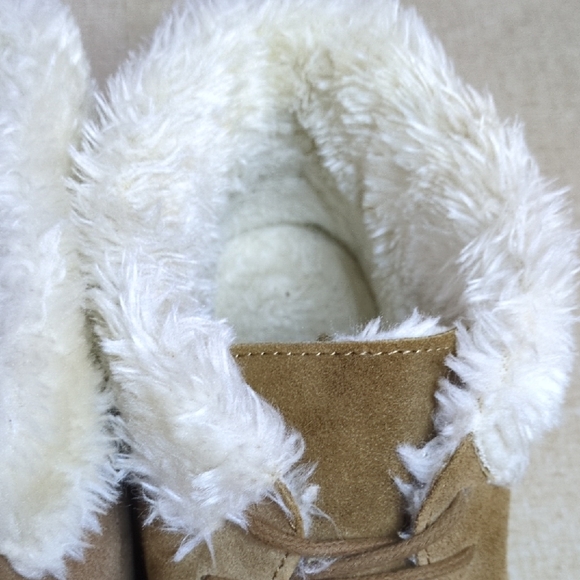 Genuine Suede Upper Fox Fur Lining And Collar Moccasin Slipper Size 10 Women's - Picture 7 of 11